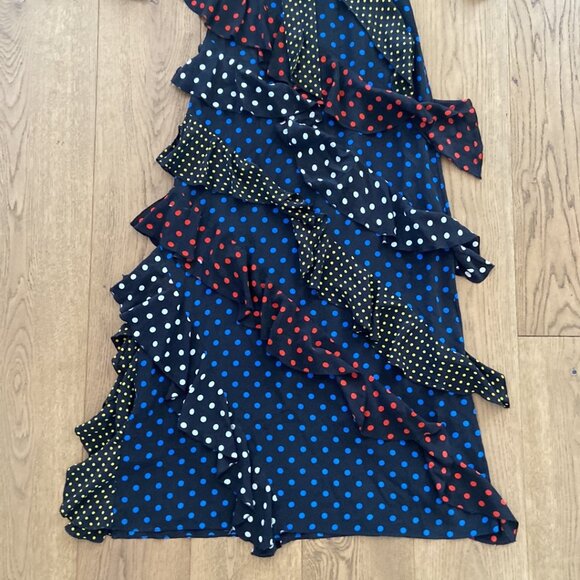 Alice + Olivia Lessie Tie Neck Blouson Sleeve Ruffle Dress - Picture 8 of 14